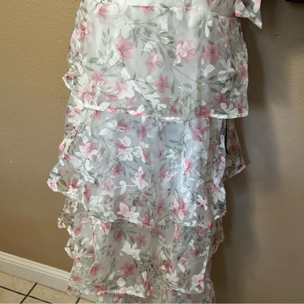 Lulus Endlessly Gorgeous White Floral Burnout Tie-Strap Midi Dress Size XL NWT - Picture 4 of 11